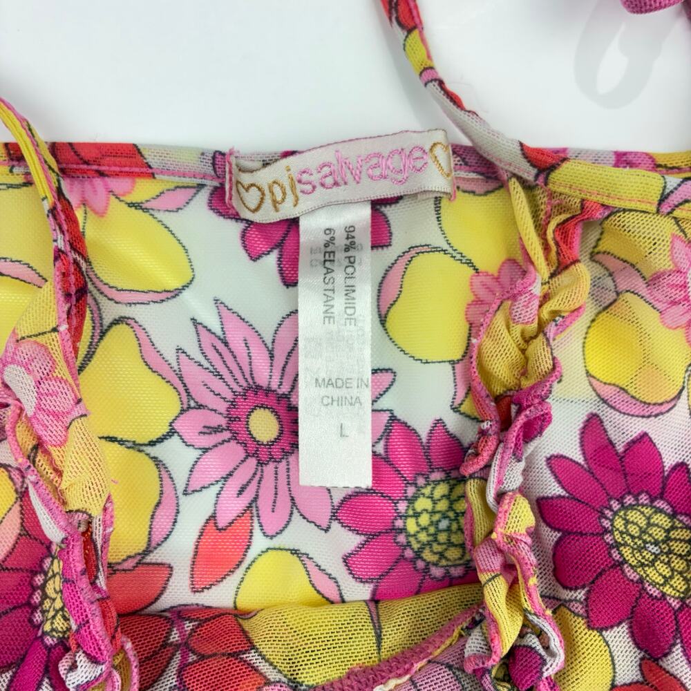 P.J. Salvage Sheer Floral Babydoll Slip Dress Women’s Large Y2K Whimsy Pink - Picture 5 of 9